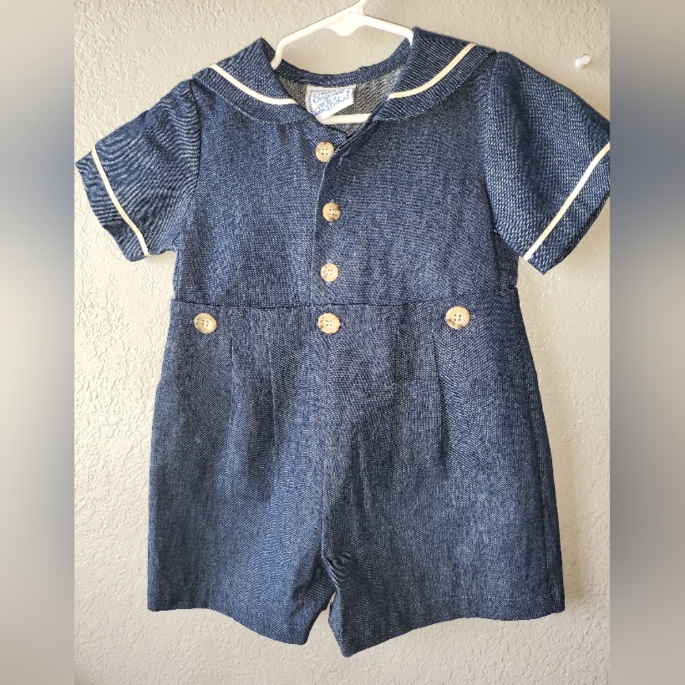 Cottontail Original Boy One Piece Sailor Jean Romper